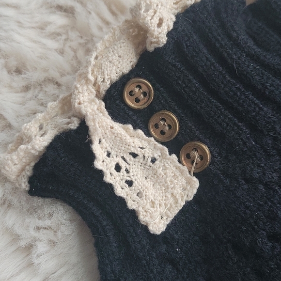 Boot Cuffs 2 prs Black & Gray, Ivory Lace & Bronze Buttons - Picture 6 of 6